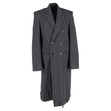 Balenciaga Deconstructed Check Coat in Grey Wool