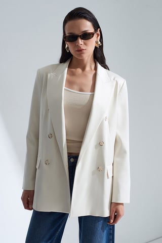 Long Satin Shawl-Collar Blazer