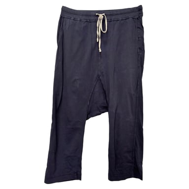 Rick Owens DRKSHDW Drawstring Pants in Navy Blue Cotton
