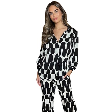 AX Paris Womens/Ladies Geometric 3/4 Sleeve Shirt (Black/Cream)