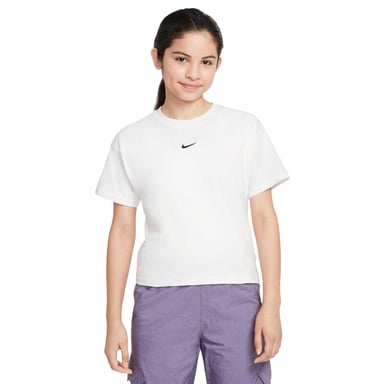 Nike Girls Swoosh Regular T-Shirt (White/Black)