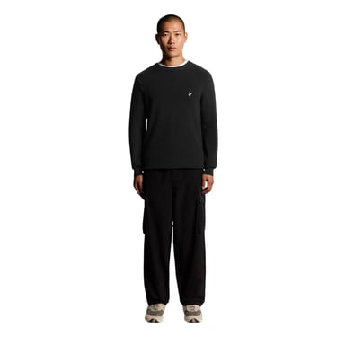 Lyle & Scott Mens Ribbed Raglan Jumper (Black Ice)