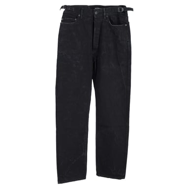 Balenciaga Distressed High-Rise Wide-Leg Jeans in Black Cotton Denim