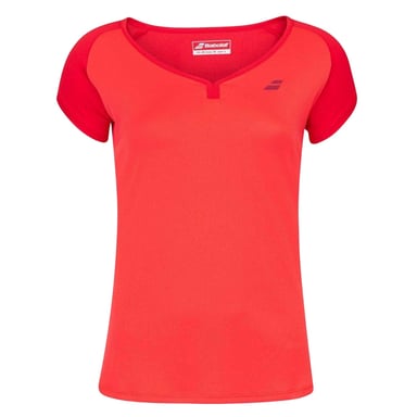 Babolat Girls Play Boat Neck Capped Sleeved T-Shirt (Tomato Red)