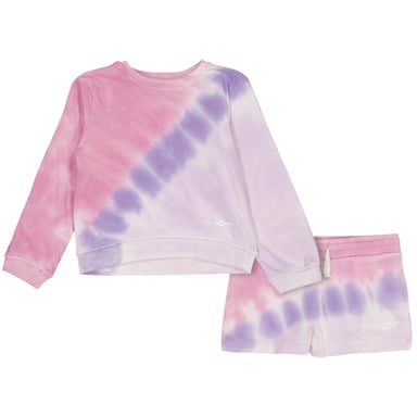 Reebok Baby Girls Tie Dye Sweatshirt and Shorts Set (Sachet Pink Tie Dye)