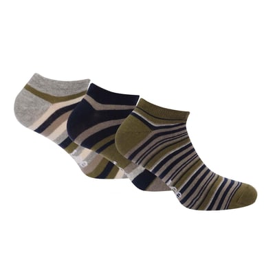 Lee Unisex Adult Contrast Striped Liner Socks (Pack of 3) (Brown/Black/Grey)