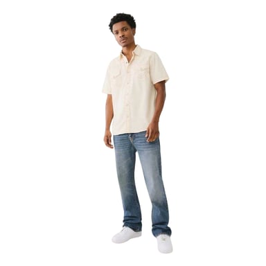 True Religion Mens Regular Short-Sleeved Shirt (Winter White)