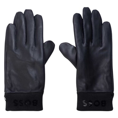 Boss Mens Lambs Leather Gloves (Dark Blue)