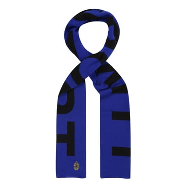 Luke Lettering Wool Knitted Scarf (Dark Cobalt)