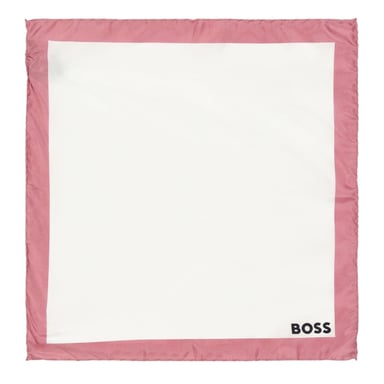 Boss Bordered Pocket Square (White/Dusty Rose)