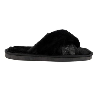 Dune London Womens/Ladies Diamante Faux Fur Indoor Slippers (Black)