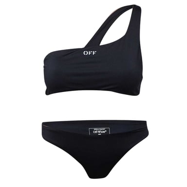 Off-White Womens/Ladies Two-Piece Swimsuit (Black/White)