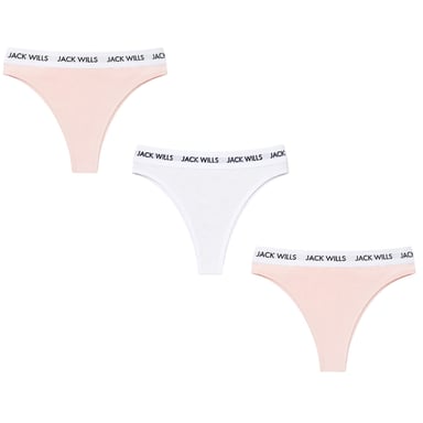 Jack Wills Womens/Ladies Deptford Logo Thong (Pack of 3) (Pink/White)
