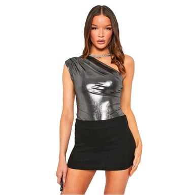 Missy Empire Womens/Ladies Fitted Party Bodysuit (Grey Metallic)