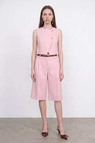 High-waist Belted Wide-leg Tailored Shorts