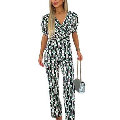 AX Paris Womens/Ladies Geometric Pattern Belted Jumpsuit (Multicoloured)