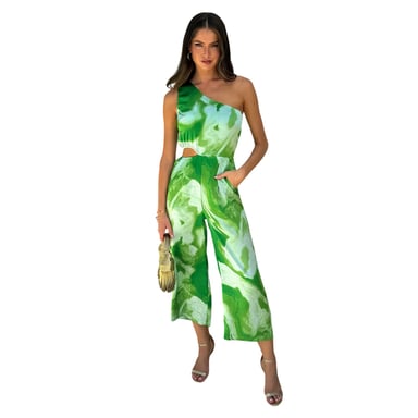 AX Paris Womens/Ladies Printed Cut Out Jumpsuit (Green)