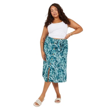 Brave Soul Womens/Ladies Tropical Plus Midi Skirt (Green Leaf)