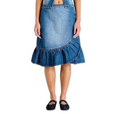 The Ragged Priest Womens/Ladies Gail Buckle Denim Skirt (Dirty Washed)