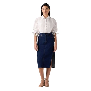Levis Womens/Ladies Side Slit Midi Skirt (Blue Stone Wash)
