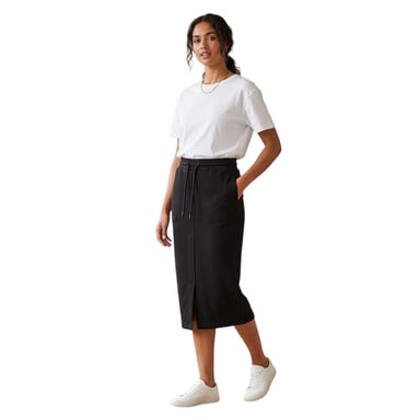 Off White Womens/Ladies Textured Fleece Midi Skirt (Black/White)