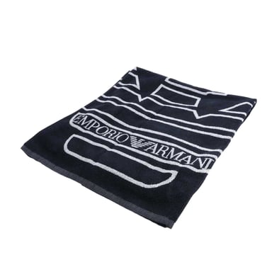 Emporio Armani EA7 Large Logo Woven Beach Towel (Navy)