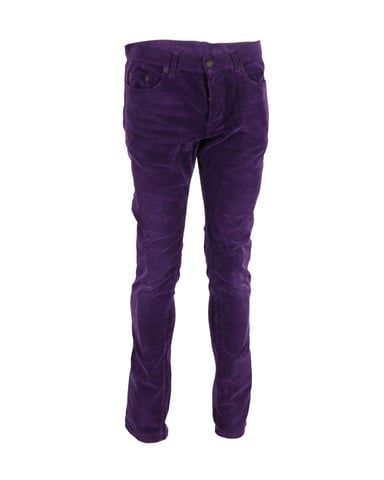 Saint Laurent Slim-Fit Corduroy Pants in Purple Cotton
