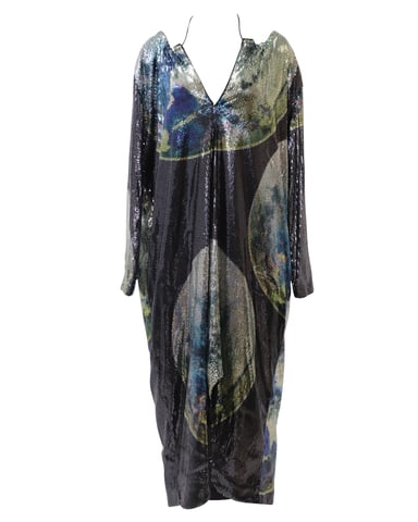 Ganni Sequin Mesh Maxi Dress in Multicolor Polyester