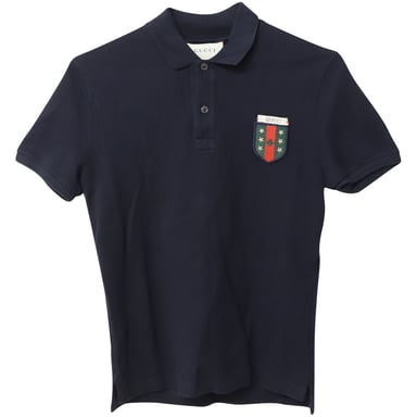 Gucci Web Crest Logo Polo Shirt in Black Cotton