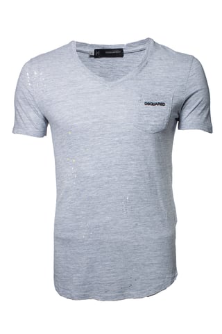 Dsquared2, grey t-shirt with ragged design