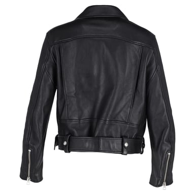 Acne Studios Zip Up Biker Jacket in Black Leather