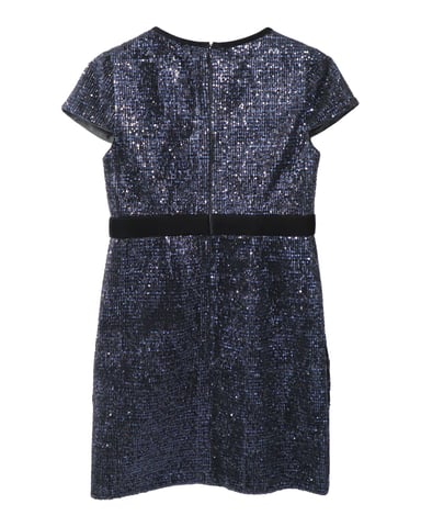 Maje Glitter Mini Dress in Navy Blue Sequins