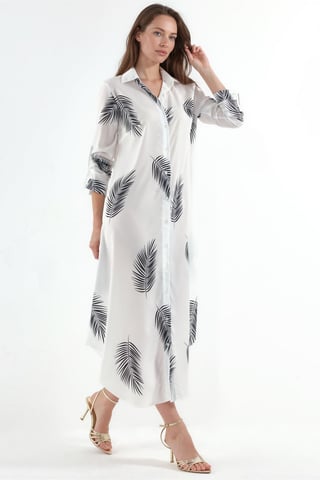 Text Print Maxi Shirt Dress
