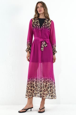 Printed Maxi Chiffon Belted Cover-Up