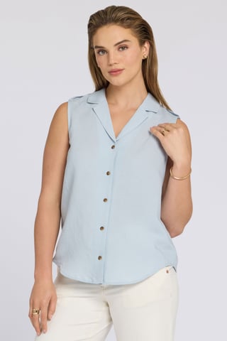 Gabrielle Sleeveless Linen Blouse