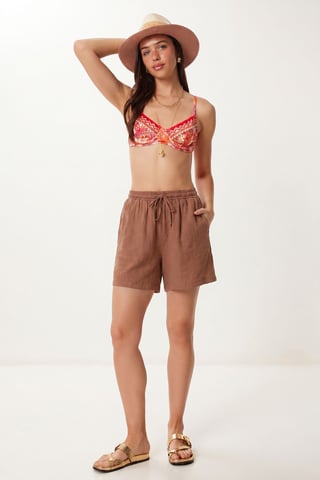 Hoge Taille Wijde Been Katoenen Shorts