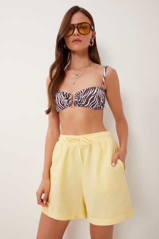 High Waist Wide Leg Cotton Shorts