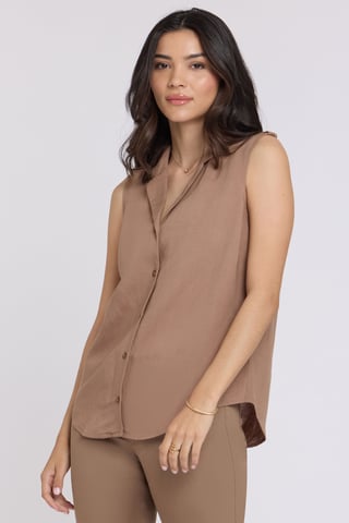 Gabrielle Sleeveless Linen Blouse
