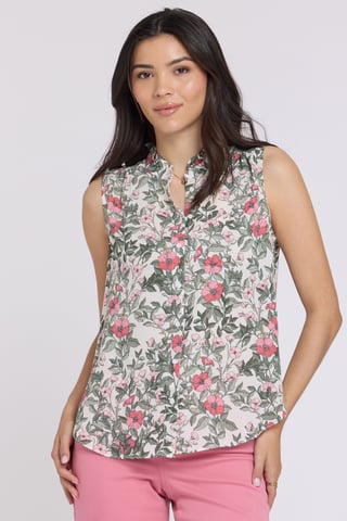 Sleeveless Ruffle Neck Blouse