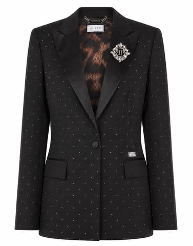 Boyfriend Fit Blazer Crystal Strass