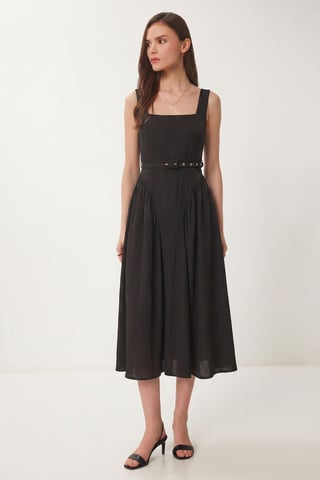 Belted Sleeveless Midi Dress