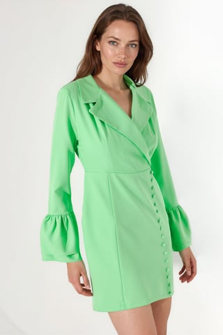 Fitted Mini Dress With V-neck And Buttons