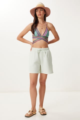 High Waist Wide Leg Cotton Shorts