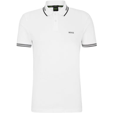 Boss Mens Paul Contrast Striped Polo Shirt (White)