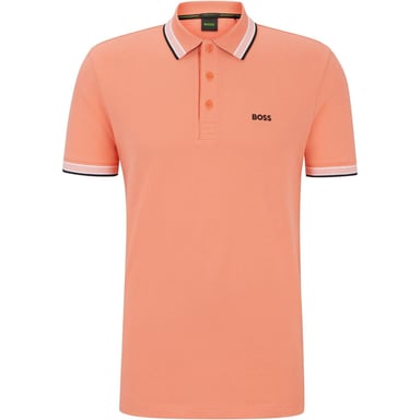 Boss Mens Paddy Contrast Tipped Polo Shirt (Orange)