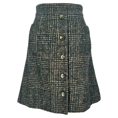 Dolce & Gabbana Rutig A-linjeformad Minikjol i Brun Ull
