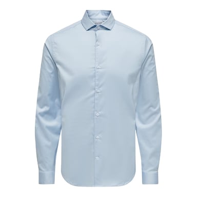 Only Mens Plain Point Collar Long-Sleeved Formal Shirt (Cashmere Blue)