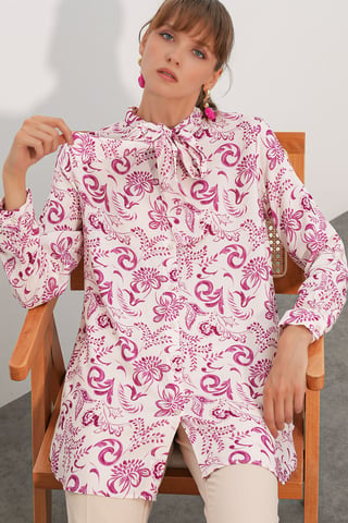 Long Floral Viscose Shirt