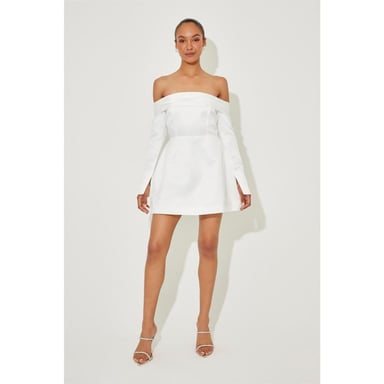Odd Muse Womens/Ladies Satin Bardot Mini Dress (Off White)