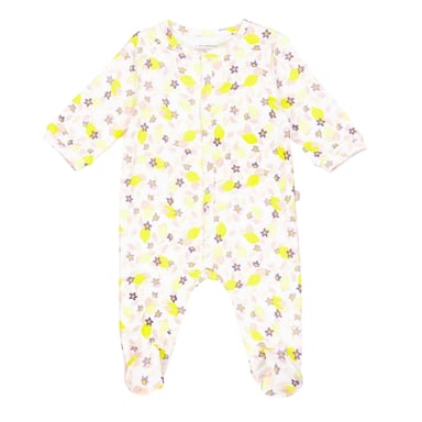 Carrement Beau Baby Floral Pattern Crew Neck Long Pyjama Set (White/Yellow)